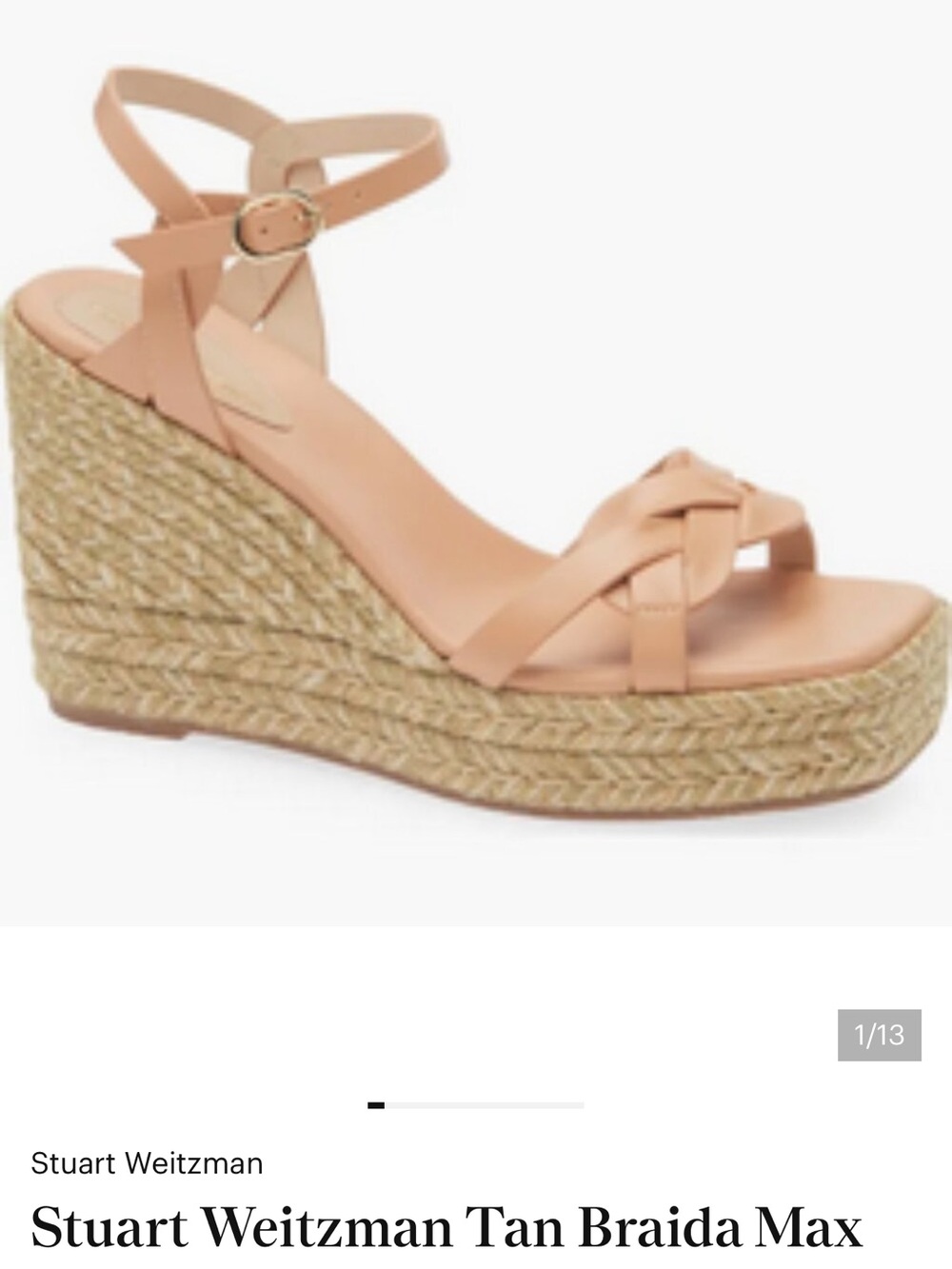 Stuart Weitzman Tan Braida Max Wedge Sandal
